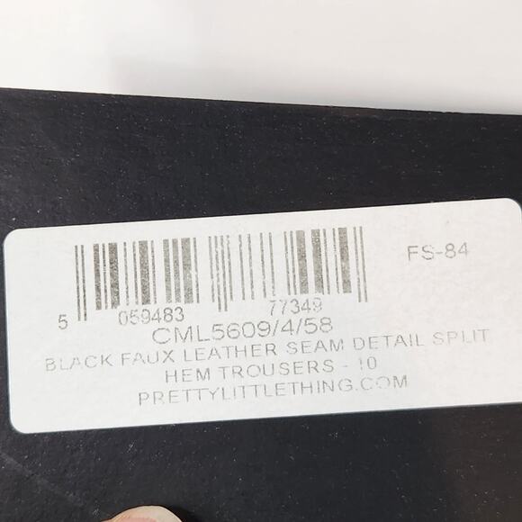 NWT PrettyLittleThing Black Faux Leather Split Leg Flared Goth Punk Pant Women 6 - Picture 6 of 10